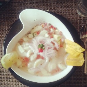 Vegetarian ceviche at Barlovento restaurant, at our Harvard Club of Ecuador luncheon