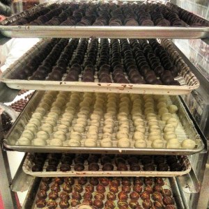Hand-dipped and fresh off the line at Graham's Fine Chocolates