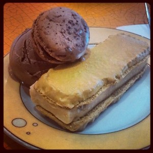 Salted Caramel Macaron Ice Cream Sandwich with Chocolate Macarons, at Francois Payard Patisserie in NYC (#macaronsnotmacaroons)