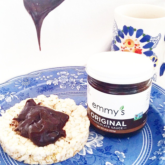 Love the chocolate spread from Emmy's Organics, with all clean ingredients - vegan, gluten-free, GMO-free - shown here at snack time chez moi. It's easy to upgrade your chocolate spread, and all of your chocolate, with brands like these!