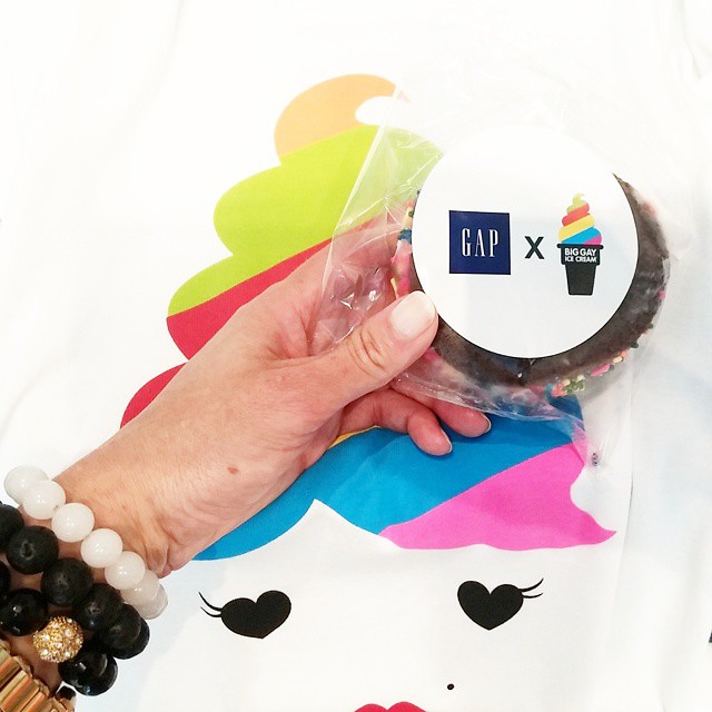 Had a blast at the Gap x Big Gay Ice Cream collaboration at the clothing brand's Fifth Avenue flagship store. It was a hot day, so I ate that delicious ice cream sandwich fast. What happened to my new collab tshirt, shown here as the background? Click to find out!
