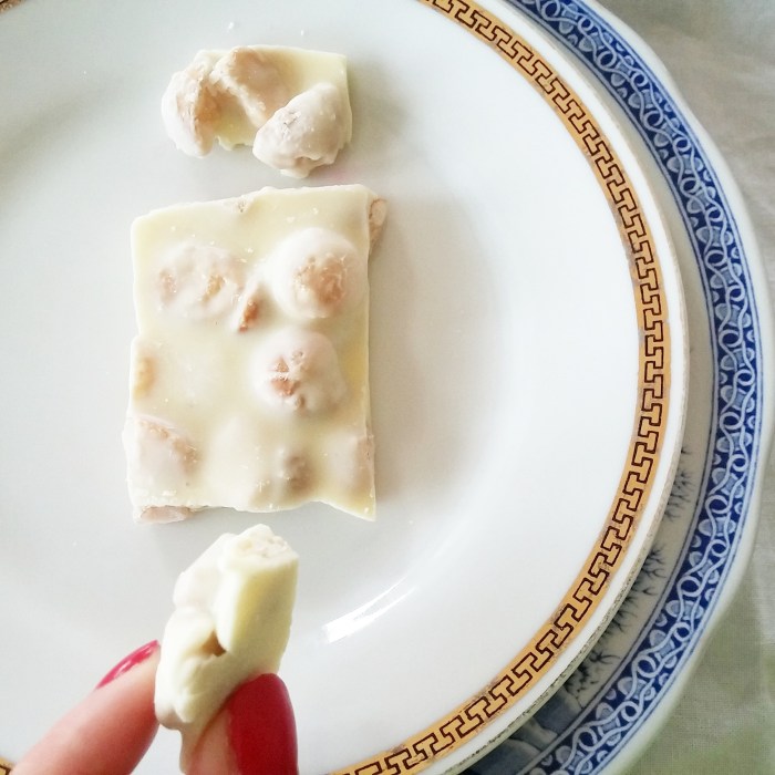 Look what came home with me: magnificent white chocolate macadamia bark