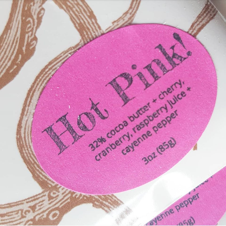 Chocolatasm hot pink label